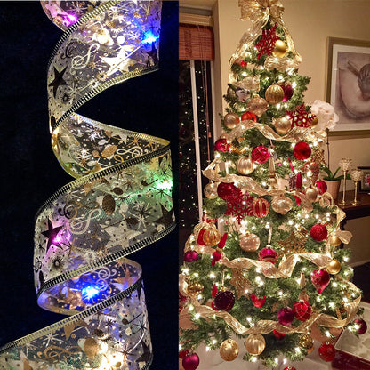 6LED Lights Gilding Double Ribbons  Christmas Tree