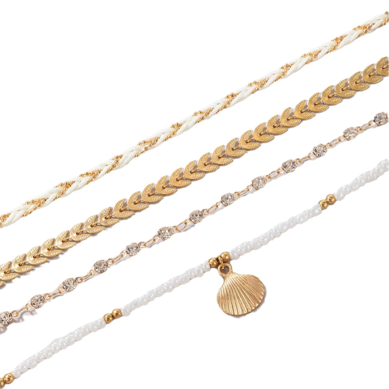 4pcs Set Bohemian Woven Rope Foot Chain For Men And Women