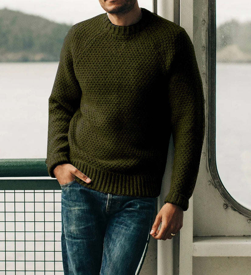 Men's Pullover Sweater Winter Round Neck Knitted Top