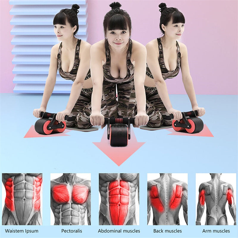 Double Wheel Abdominal Exerciser Women Men Automatic Rebound