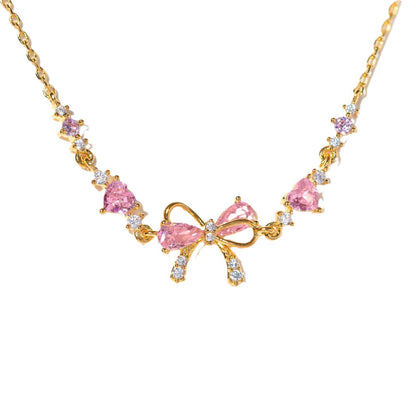 Sweet Bow Heart Rhinestone Bracelet Y2K Ins