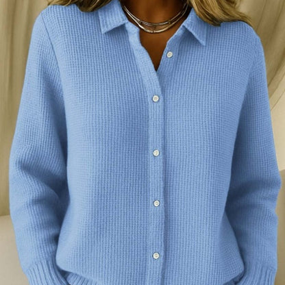 Casual Fashion Button Knitted Lapel Sweater For Women