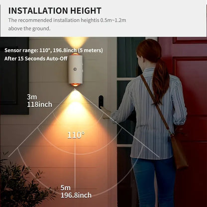 RGB Gradient LED Night Light With Motion Sensor Wall Lamp Rechargeable Ambient
