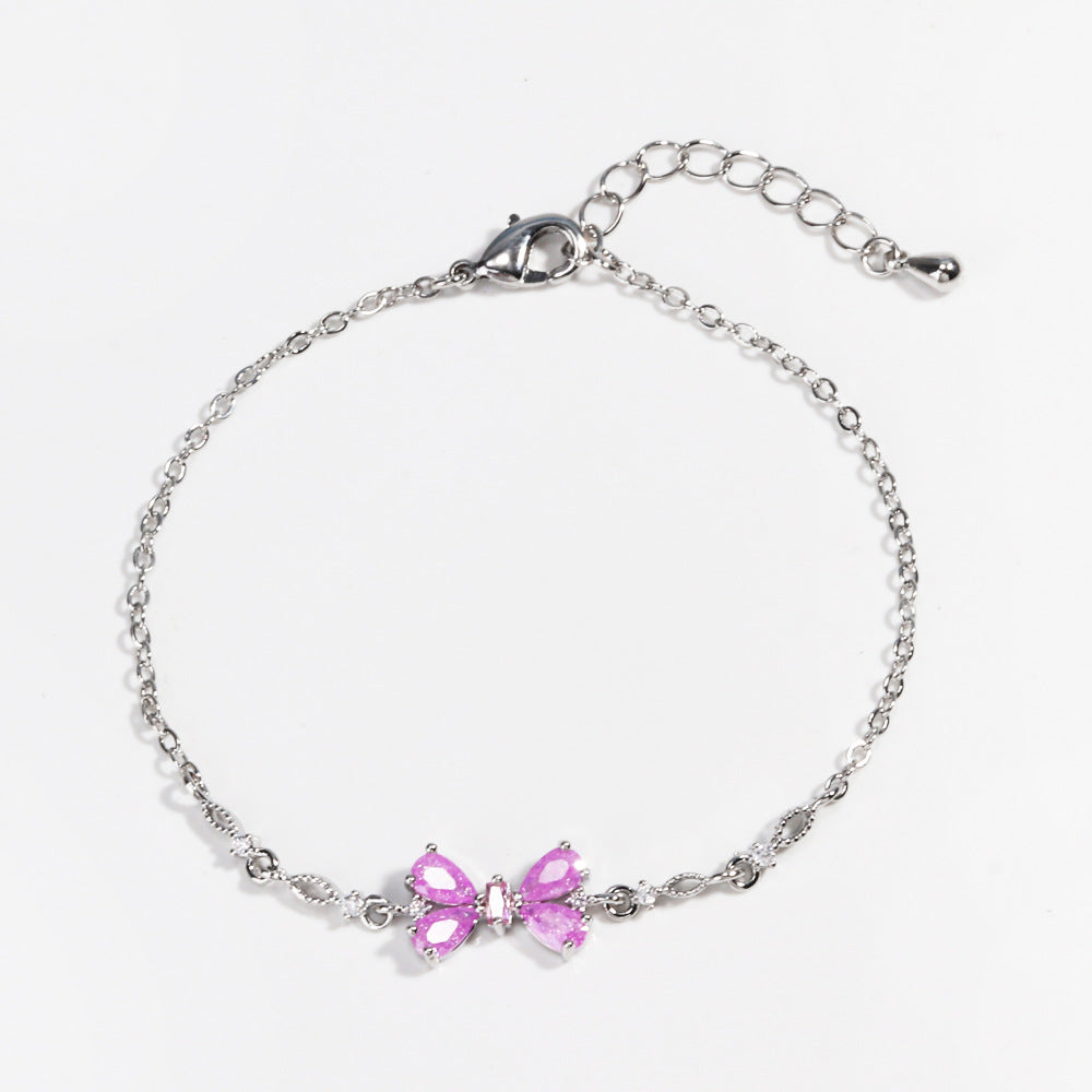 Sweet Bow Heart Rhinestone Bracelet Y2K Ins
