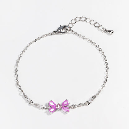 Sweet Bow Heart Rhinestone Bracelet Y2K Ins