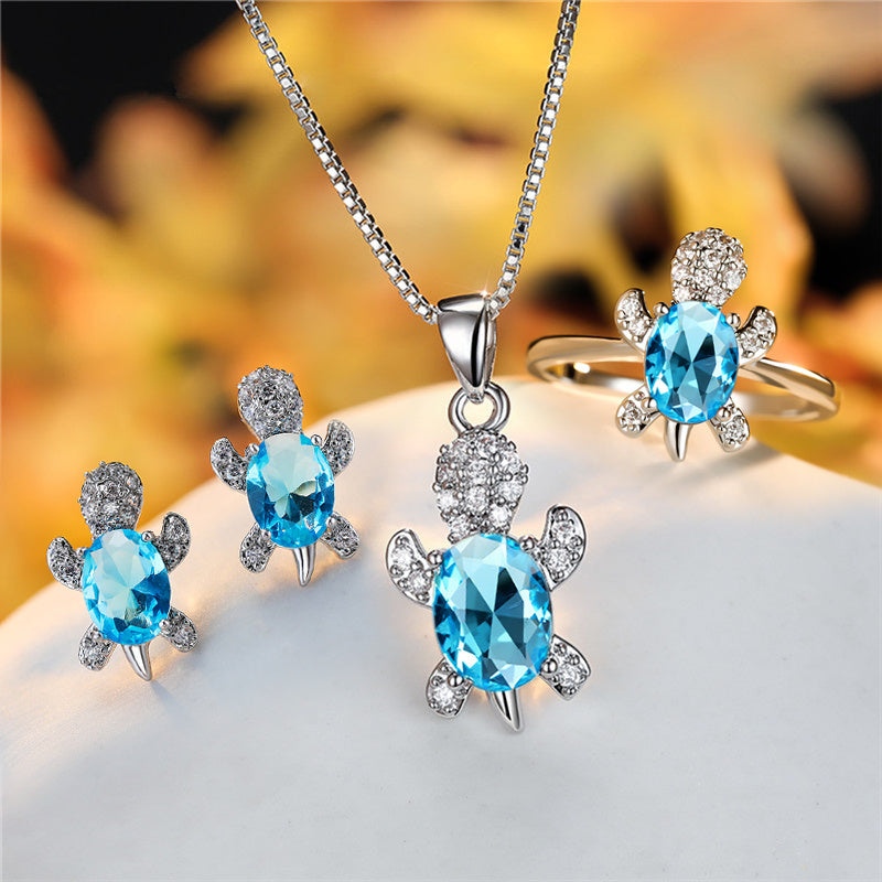 Fashion Oval Zircon Pendant Turtle Shape Necklaces