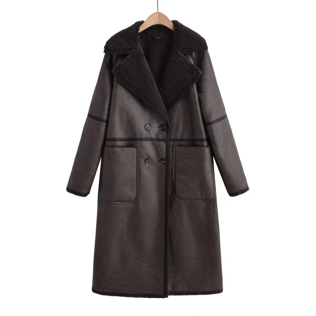 Winter Jacket With Belt Fashion Double Breasted Lapel