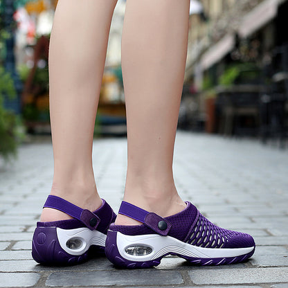 Hollow Out Shoes Mesh Casual Air Cushion Increased Sandals And Slippers