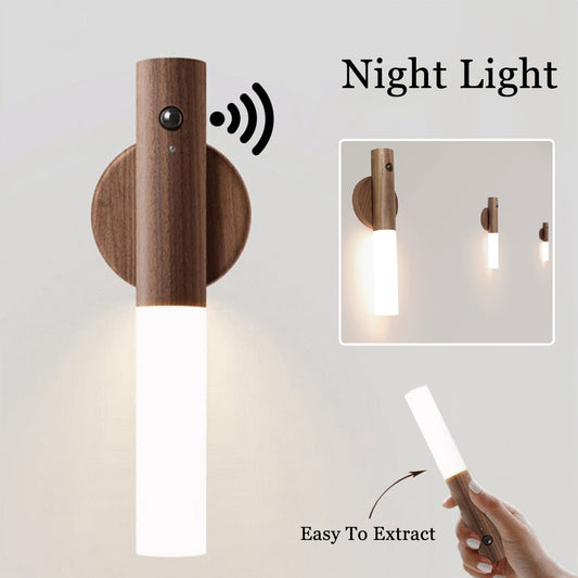 Auto LED USB Magnetic Wood Wireless Night Light Corridors
