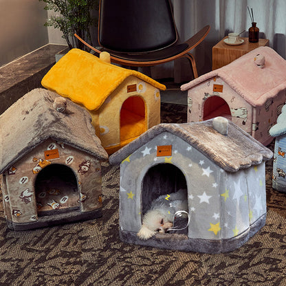 Foldable Dog House Pet Cat Bed Winter Dog