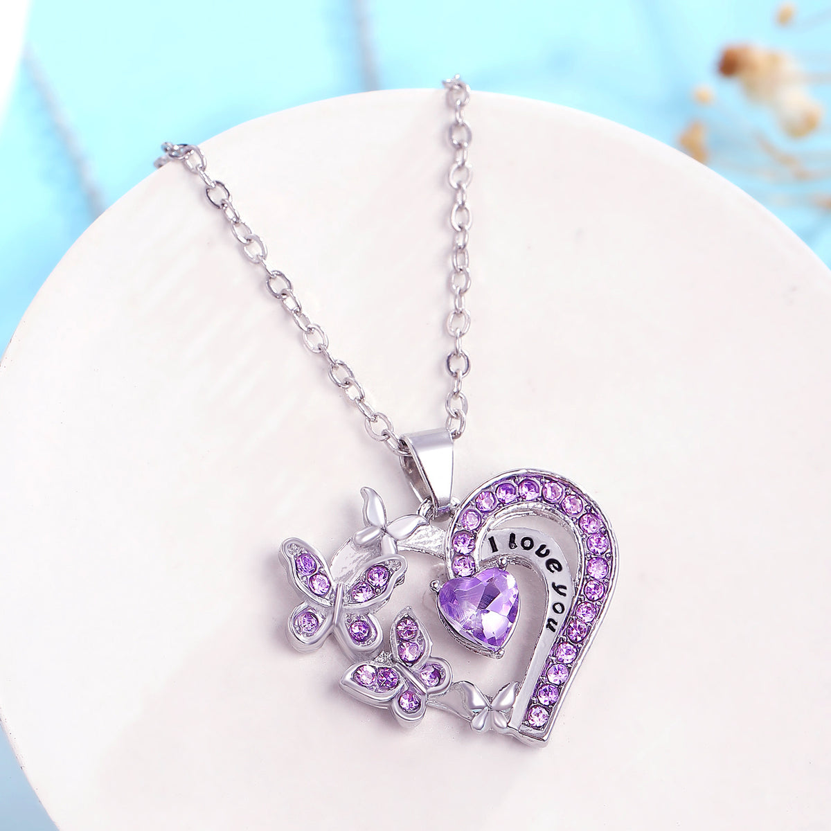 Ins Butterfly Love Necklace With Rhinestones Fashion