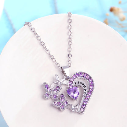 Ins Butterfly Love Necklace With Rhinestones Fashion