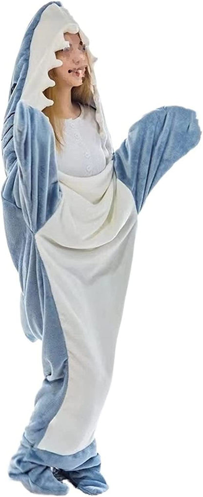 Home Soft Flannel Shark Blanket Hoodie