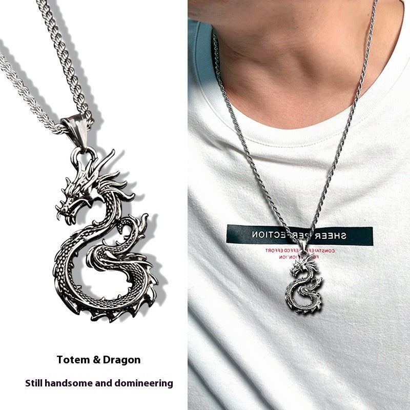 Fashion Jewelry Dragon Sword Pendant Necklace Paved