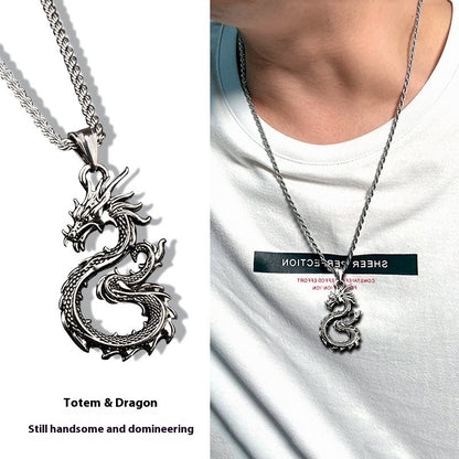 Fashion Jewelry Dragon Sword Pendant Necklace Paved