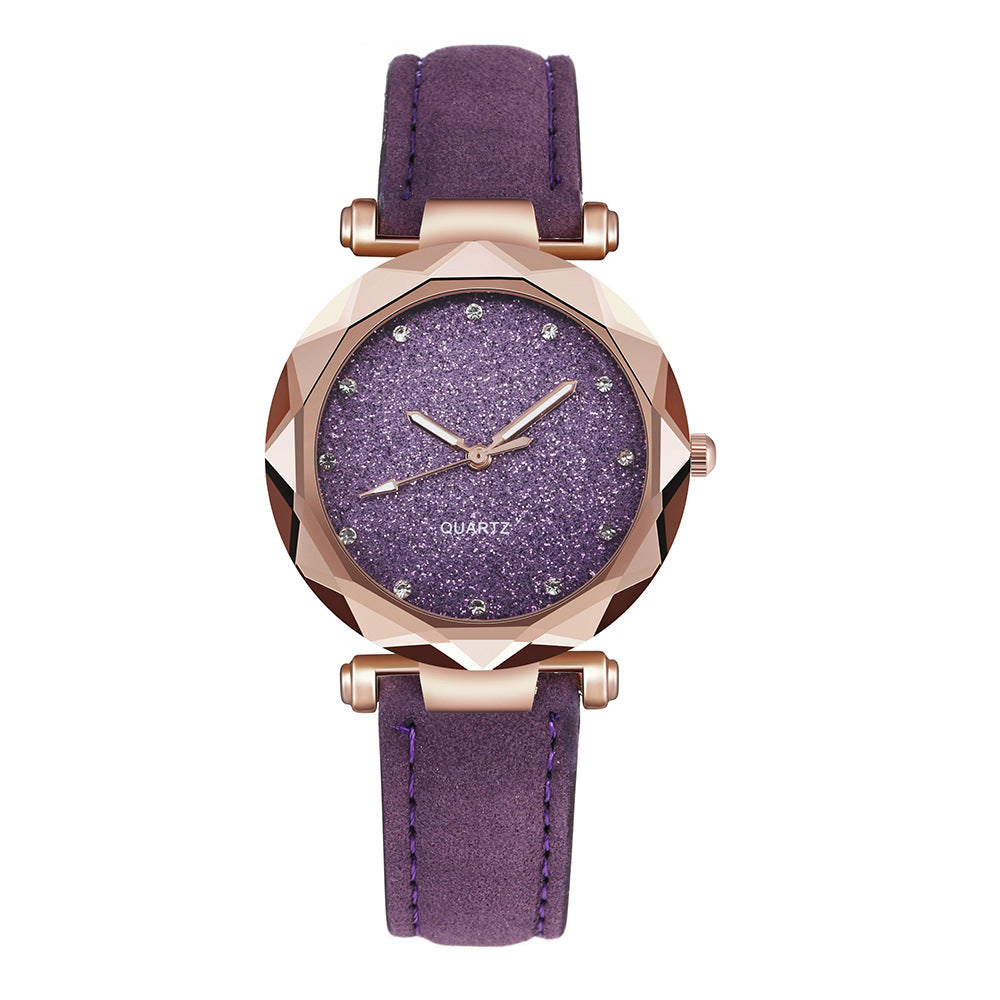 Casual Women Romantic Starry Sky Wrist Watch Leather