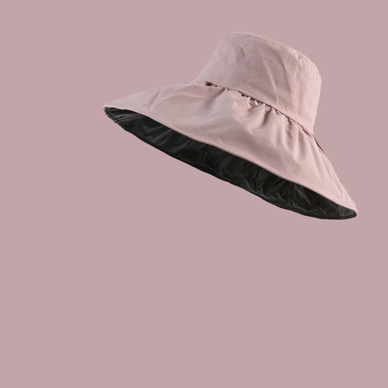 Women's Black Rubber Anti-ultraviolet Fisherman Hat