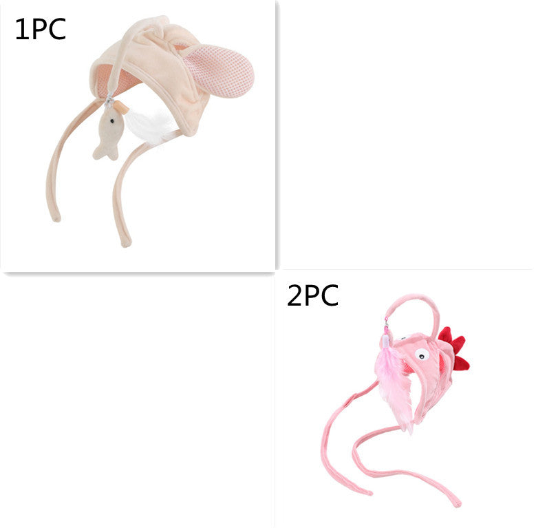 New Head Wearing Feather Funny Cat Stick