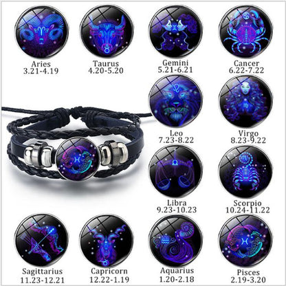 12 Zodiac Constellation Bracelet Luminous Braided Design