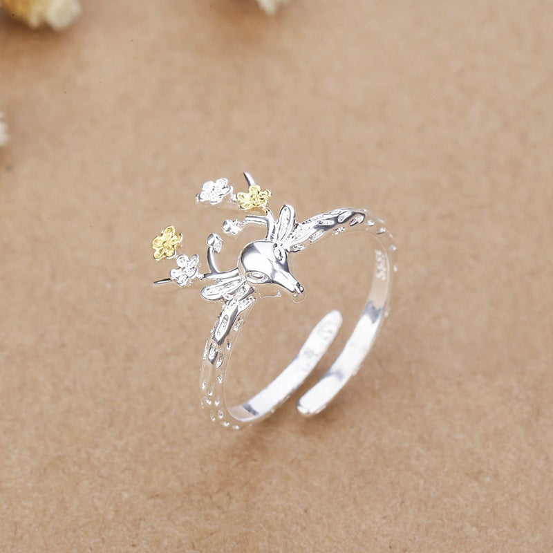 Creative Fawn Ring Female European And American Plum Meson Wholesale Wechat Christmas Gift