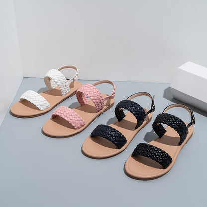 Women Shoes Summer Weave Sandals Flat Beach Shoes