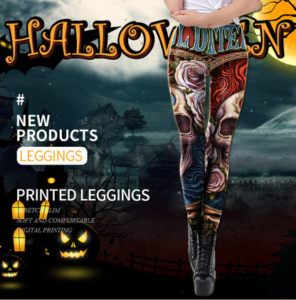 Halloween Skull Pattern Print Ladies Leggings