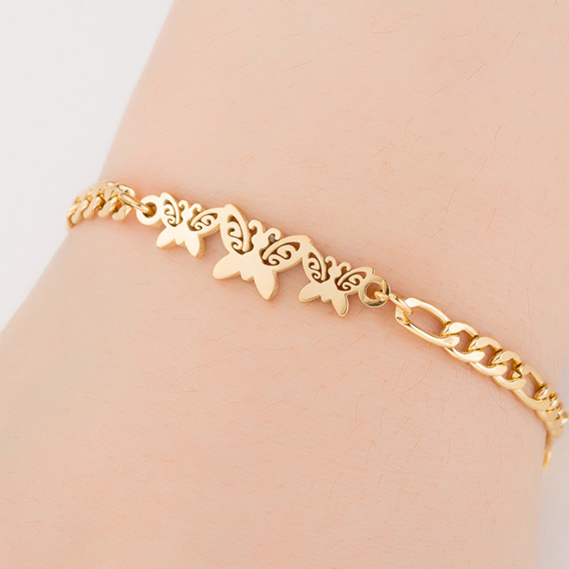 Gold Color Charms Bracelet Femme Stainless Steel Women