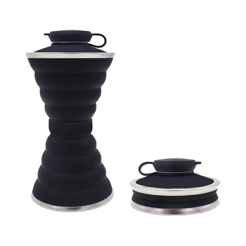 500ML Silicone Water Bottle Cup Foldable Leak Proof Portable Sports