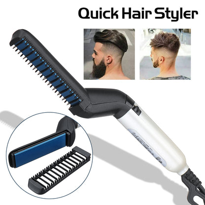Electric Hair Straightener Brush Men Quick Beard Straightener