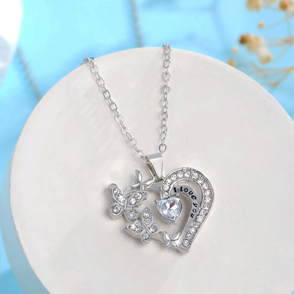 Ins Butterfly Love Necklace With Rhinestones Fashion