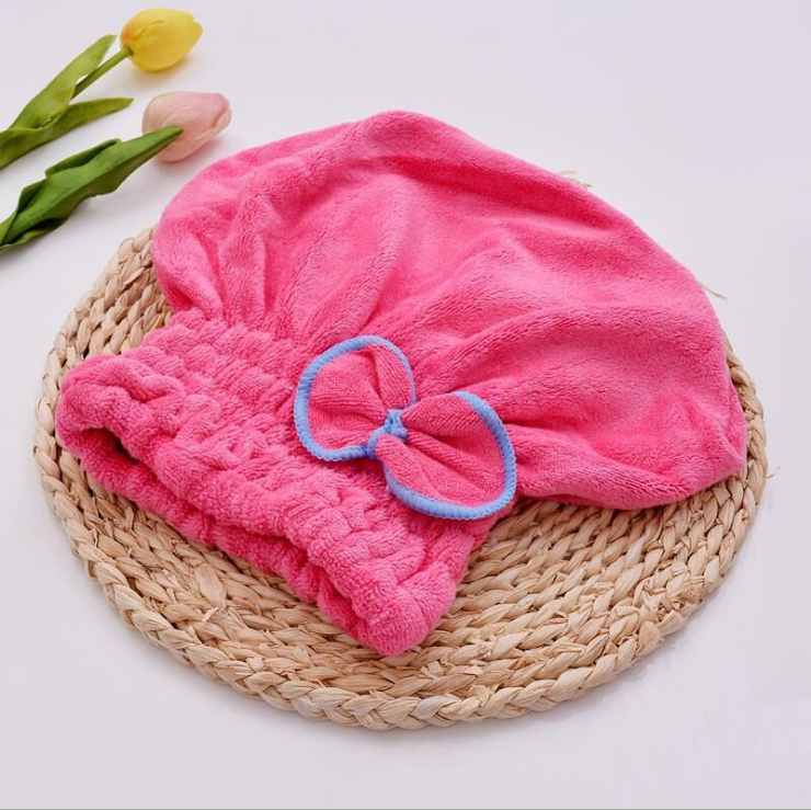 High Density Coral Fleece Microfiber Shower Cap