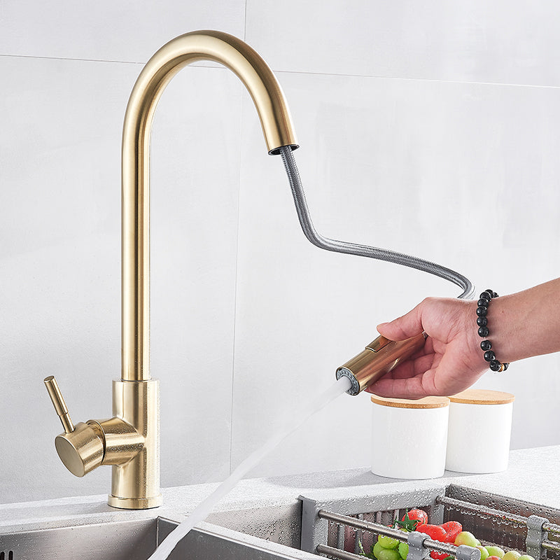 Full copper pull-out rotatable kitchen faucet