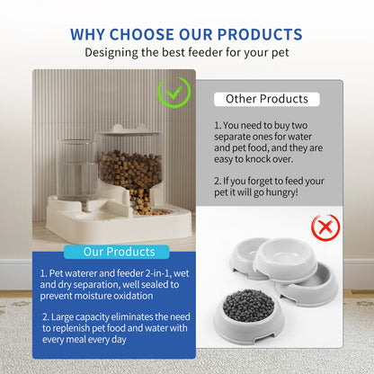 Transparent And Visible Pet Feeding And Drinking Dispenser