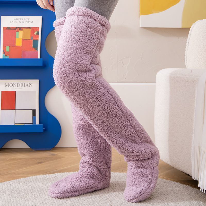 Over Knee High Fuzzy Long Socks Winter Warm Cold Leg Knee Joint