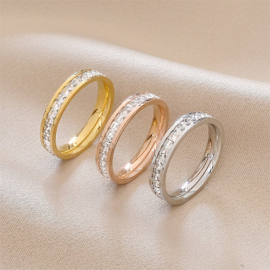 INS Rings Titanium Steel Diamond Ring