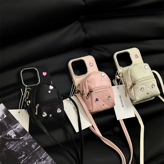 Crossbody Leather Small Backpack Phone Case