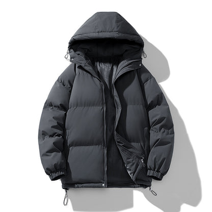 Men's Hoodie Coat Winter Fashion Solid ZIp-up Thickened Jacket