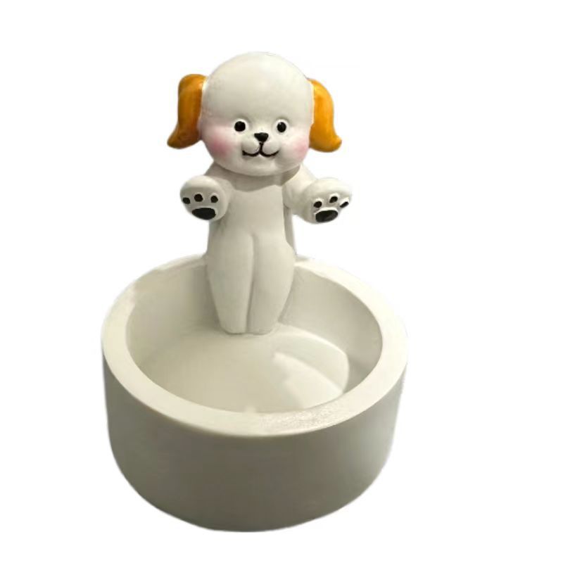 Cartoon Kitten Candle Holder Warming Its Paws Cute Scented Light