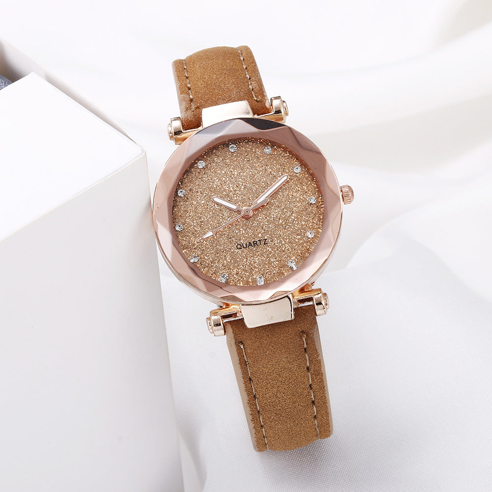 Casual Women Romantic Starry Sky Wrist Watch Leather