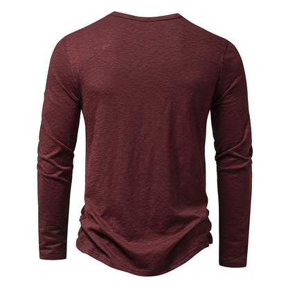 Men's Long-sleeved T-shirt Fashion Casual Solid Color Pullover