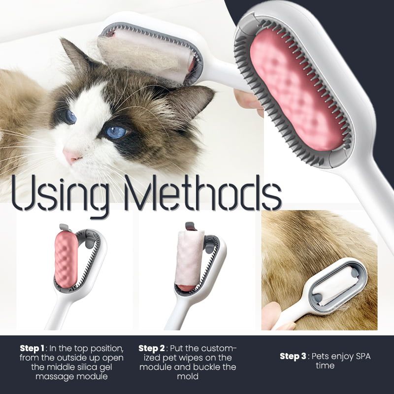 Hair Removal Comb With Disposable Wipes Sticker Cat