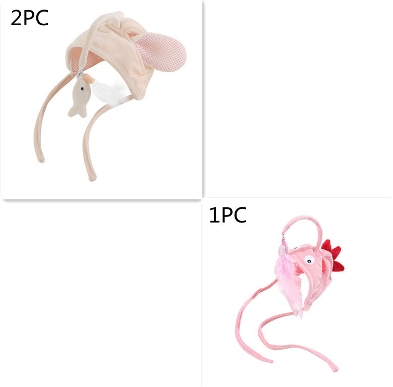 New Head Wearing Feather Funny Cat Stick