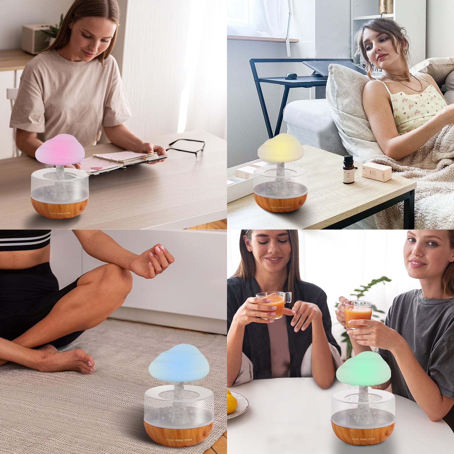 Raining Cloud Humidifier With Night Light Aromatherapy Oil Diffuser