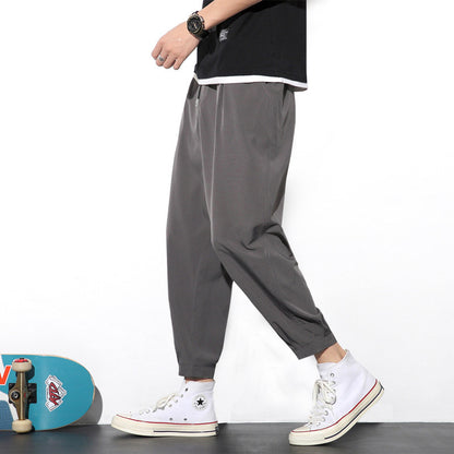 Drawstring Pants Summer Casual Ice Slik Trousers