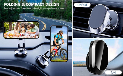 Aluminum Alloy Folding Magnetic Car Phone Holder 360° Rotation