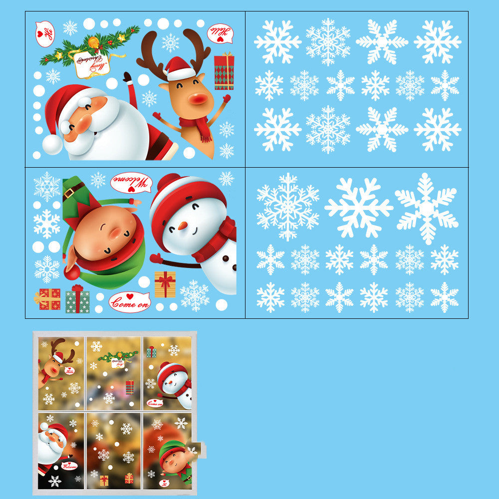 Santa Snowman Glass Sticker Window Arrangement