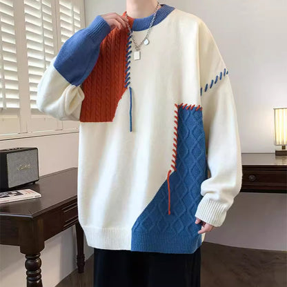 Ins Color block Pullover Sweater Winter Fashion