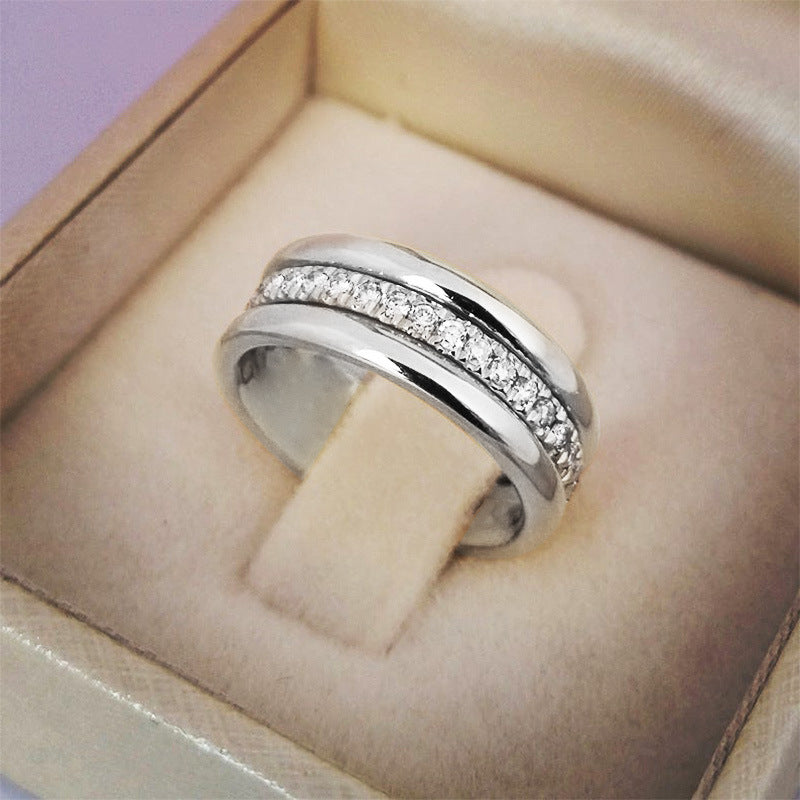 Simple Golden Sliver Rhinestones Ring Fashion