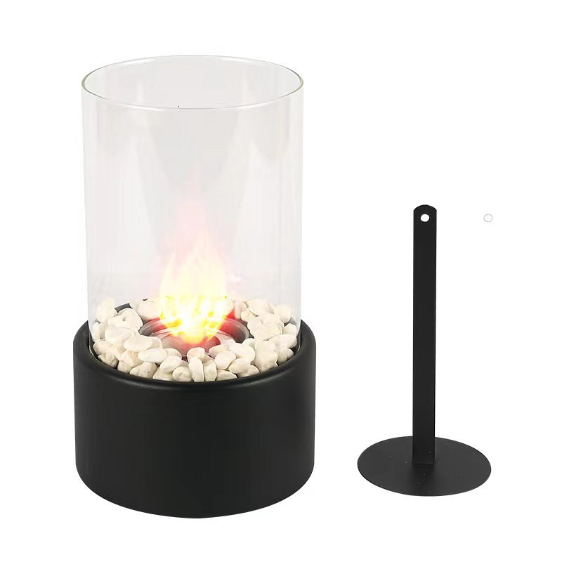 Portable Glass Decorative Alcohol Fireplace Table Lamp Desktop