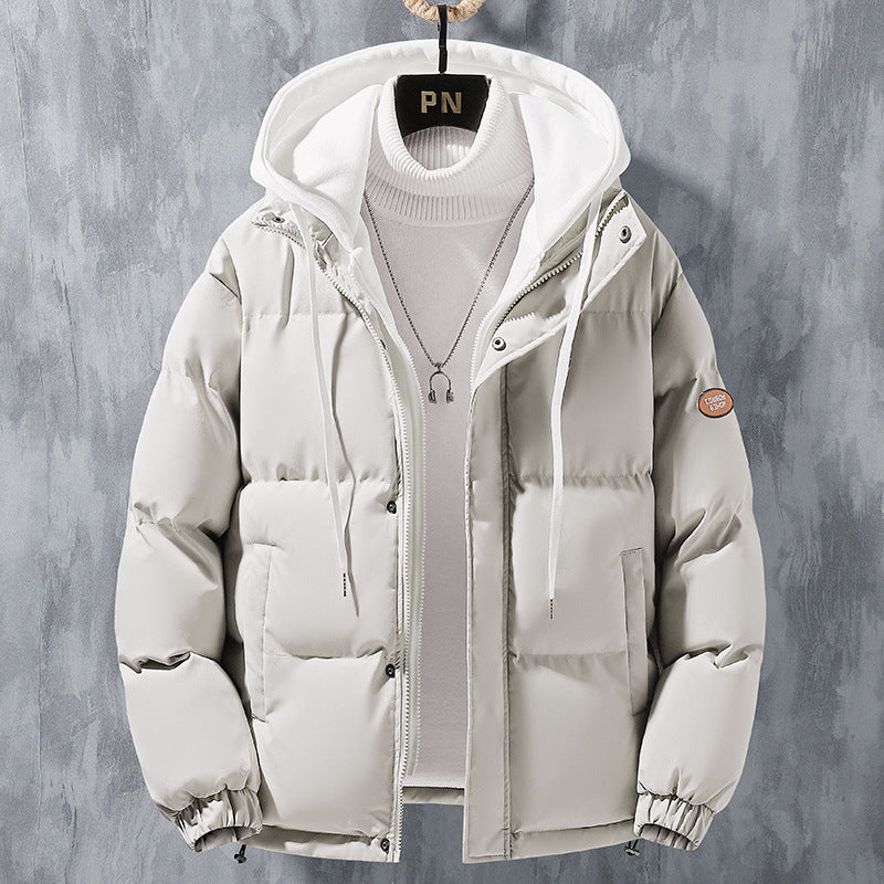 Fashion Hooded Jacket Men Winter Windproof Thickened Fake Jacket